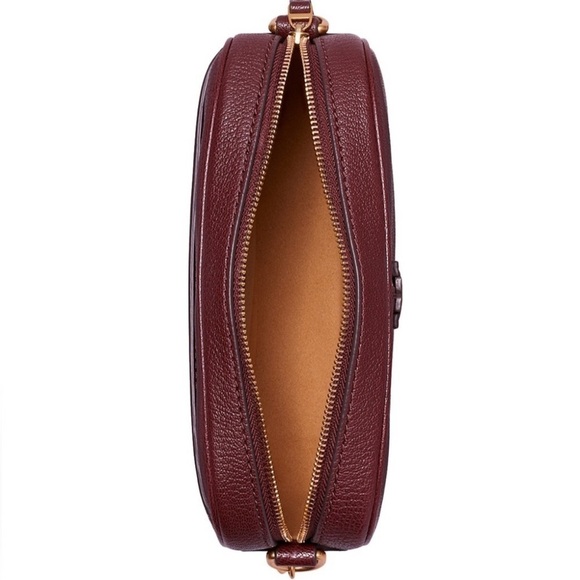 Tory Burch wine MCGRAW TEXTURED LEATHER CAMERA BAG